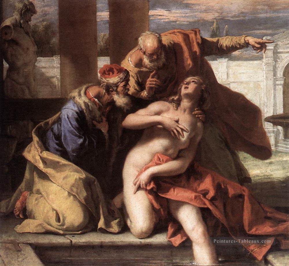 Susanna et les aînés de grande manière Sebastiano Ricci Peintures à l'huile